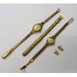 A Roamer 9ct gold cased lady's wristwatch, Birmingham 1959, on a 9ct gold bracelet,