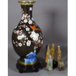 Asian collectables, including; a 20th century cloisonne vase and a group of hardstone items, (qty).