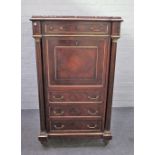 A 19th century French brass mounted rosewood secretaire a abattant,