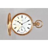 A 9ct gold cased, keyless wind, half hunting cased gentleman's pocket watch,