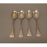 Four Victorian silver double struck King's pattern tablespoons,