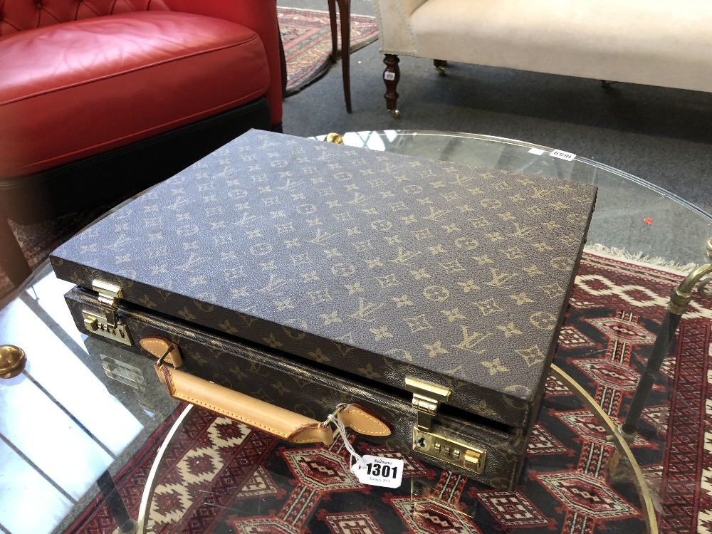 A Louis Vuitton briefcase with monogrammed canvas and brass hardware, 43cm wide x 32cm x 7.5cm. - Image 8 of 10
