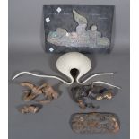 A group of sculpture, circa 1980s, in resin and terracotta, (a.f.).