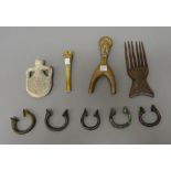 African and other tribal items, including; a figural carved wooden catapult (17cm),