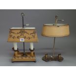 A Georgian style tole peinte twin sconce table lamp of rectangular form,