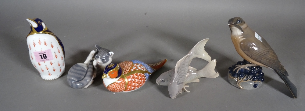 Ceramics, including; a Royal Crown Derby paperweight modelled as a penguin,