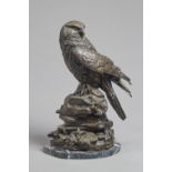 A patinated bronze bird of prey, late 20th century,