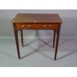 An early 19th century mahogany single drawer side table, on square supports, 75cm wide x 75cm high.