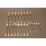 Silver Old English pattern table flatware, comprising; six Scottish table spoons, Edinburgh 1797,