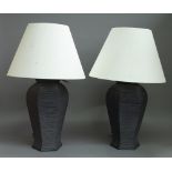 A pair of 'Forestier' modern wire work table lamps of hexagonal baluster form,