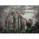 John Piper (1903-1992), Dorchester Abbey, colour lithograph, 56cm x 76cm.