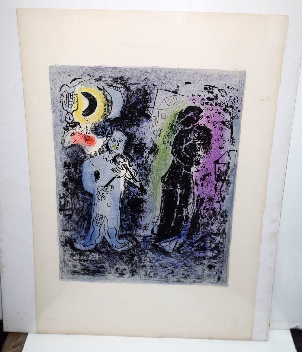 Marc Chagall (Franco-Russian 1887-1985), Couple Noir au Musicien, colour lithograph,