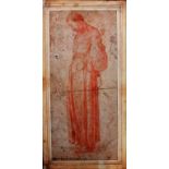 Manner of Jacopo Carrucci, Standing figure, red chalk, bears ink inscription, unframed, 37cm x 16.