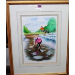 ** Kimpton (20th century), Golfing cartoon; Sailing cartoon, two, watercolour, both signed,