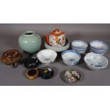 A quantity of mostly 20th century Chinese ceramics, including seven blue and white bowls,