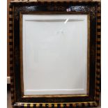 A black painted and gilt decorated frame, aperture 74cm x 59cm.