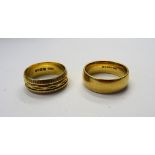 An 18ct gold decorated wedding band, London 1963,