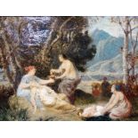 Paul Alfred de Curzon (1820-1895), Classical figures in a glade, oil on canvas,