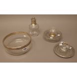 A group of French silver mounted Palais Royale style glassware,