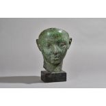 Dora Gordine, (Estonian 1895-1991), 'Mask of a Greek boy', Circa 1928, verdigris bronze mask,