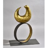 Raphael Bennetti; Lulu, a seal on a hoop, gilt and ebonised bronze, signed,