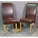 A set of six 20th century beech framed and leather upholstered dining chairs, (6).