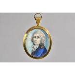 Attributed to George Engleheart, (1780-1829); a portrait miniature on ivory of a young man,
