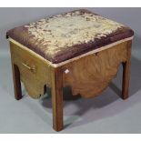 A George III mahogany rectangular footstool with lift top seat,