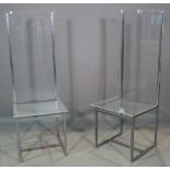 A set of six mid-20th century perspex high back dining chairs on metal bases, (6).