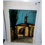 Bernard Buffet (French 1928-1999), St Tropez La Chapelle Ste Anne, colour lithograph, unsigned,