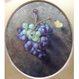 Henry Major (19th century), Still life of grapes and butterfly, signed with monogram and dated 1868,