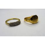 A gold and platinum, diamond set five stone ring,