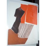 Gilou Brilliant (1935- ), Composition in Red and Brown, colour etching, signed and numbered 22/99,