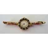 An 18ct gold cased, sapphire and diamond set lady's dress wristwatch,