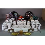 Ceramics, including; a quantity of white glazed lidded pots and goblets,