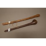 Two East African hardwood clubs,