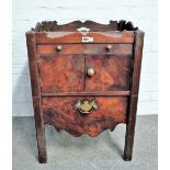 A mid-18th century mahogany tray top commode on block supports, 52cm wide x 75cm high.