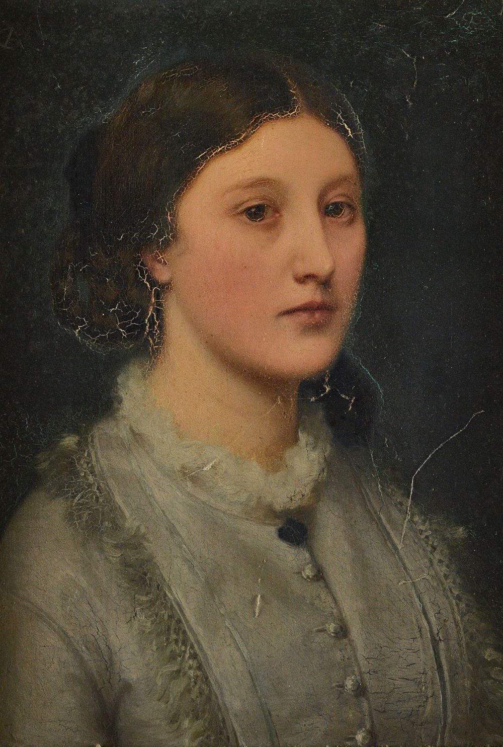 Paul Alfred de Curzon (1820-1895), Mme Alfred de Curzon, oil on panel, signed with monogram,