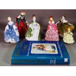 A group of six Royal Doulton figures and an associated book, (7).