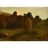 Paul Alfred de Curzon (1820-1895), Châtaigneraie, oil on canvas, signed, 42.5cm x 59cm.
