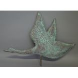 A copper 'goose' weather vane finial, 74cm wide.