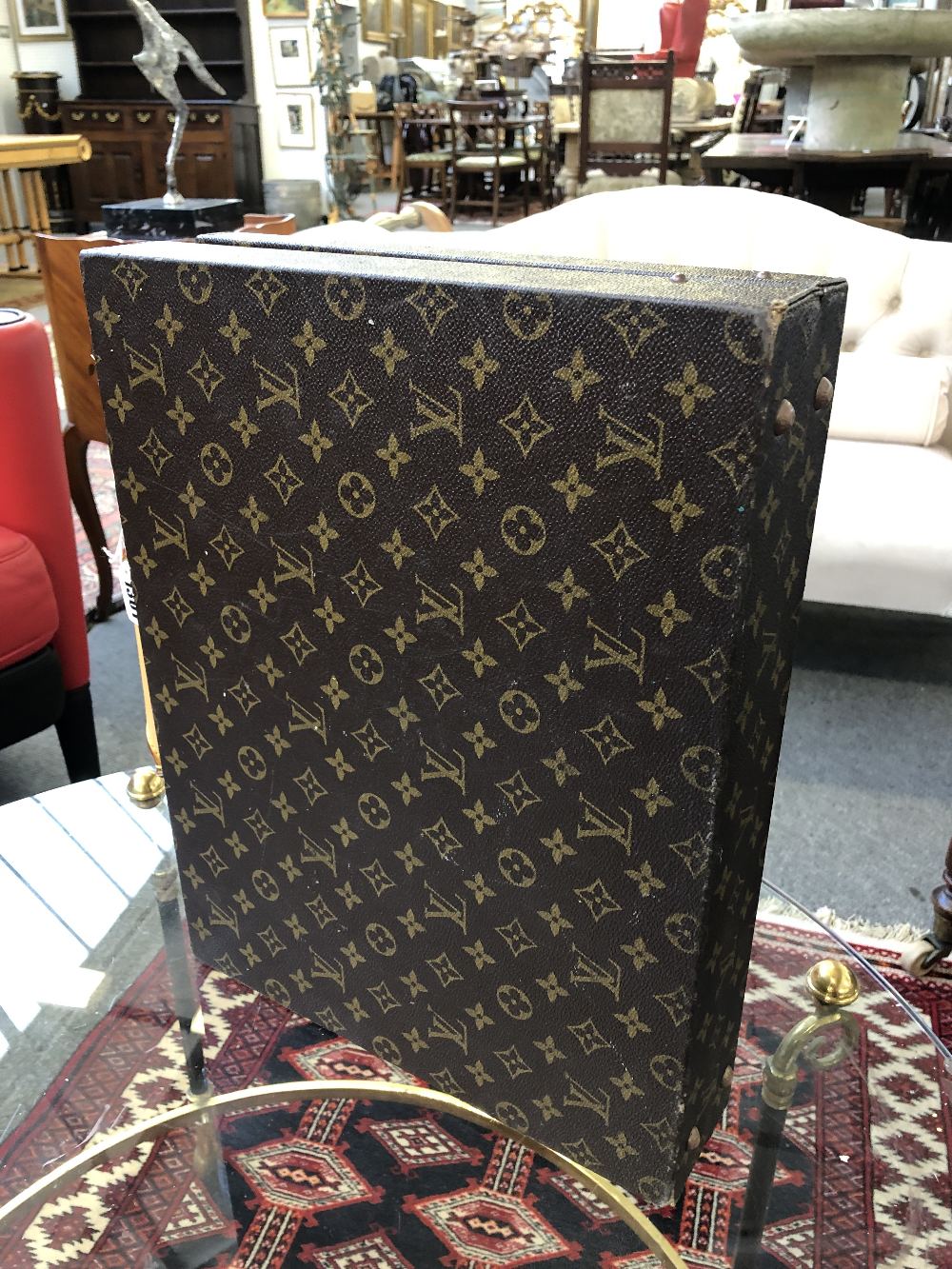 A Louis Vuitton briefcase with monogrammed canvas and brass hardware, 43cm wide x 32cm x 7.5cm. - Image 10 of 10
