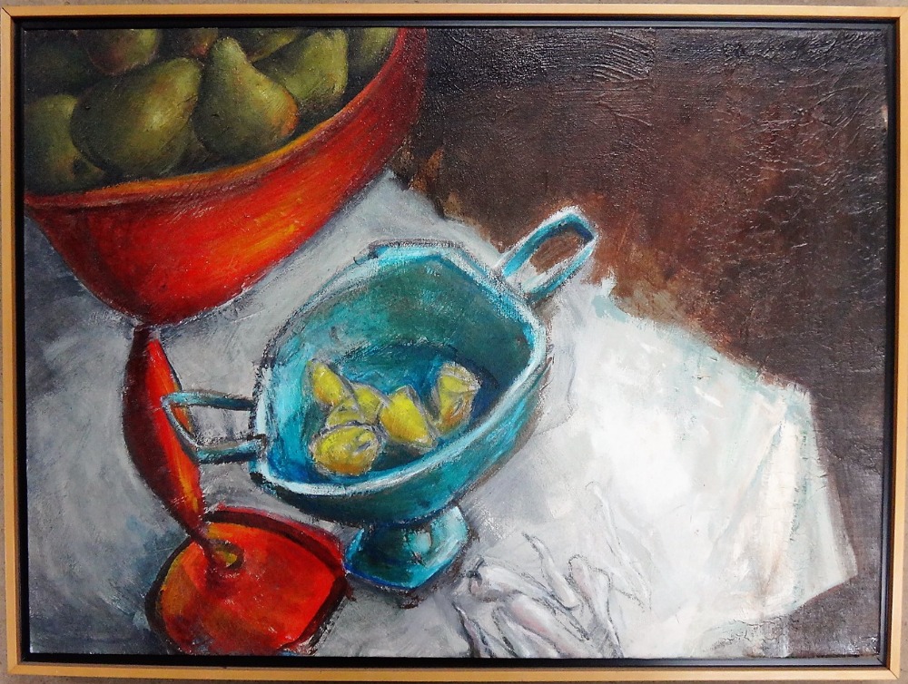 Shel** (late 20th century), Still life, oil on canvas, indistinctly signed, 59cm x 81.5cm.