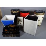 Office items, comprising; a group of five waste paper bins,