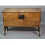 A 17th century oak five plank coffer, with chip work decoration, 87cm wide x 60cm high.