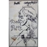 John Bratby (1928-1992), 'Dear Patti', pen and ink, 20cm x 11.5cm.