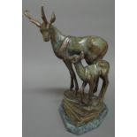 Deer Group, gilt and patinated bronze, indistinctly signed, dated 1992, Ltd edition 7/30,