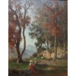 Paul Alfred de Curzon (1820-1895), A Subiaco, oil on panel, 39cm x 30cm.