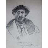 Lovis Corinth (1858-1925), Self portrait, charcoal, signed, inscribed and dated 1920,