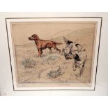 George Vernon Stokes (1873-1954), Two Setters, colour etching, signed, 46/75, approximately 28.